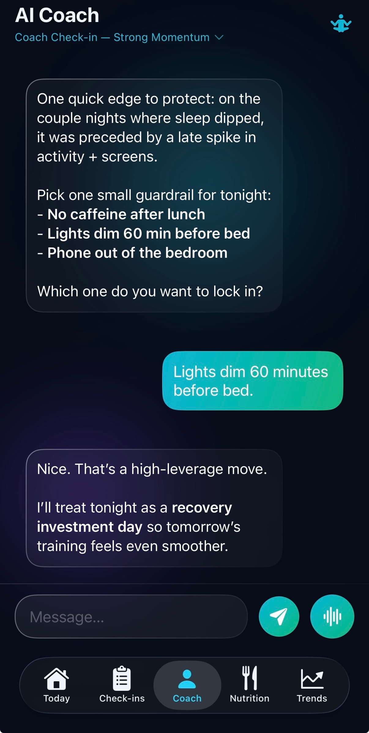 AI coaching chat conversation
