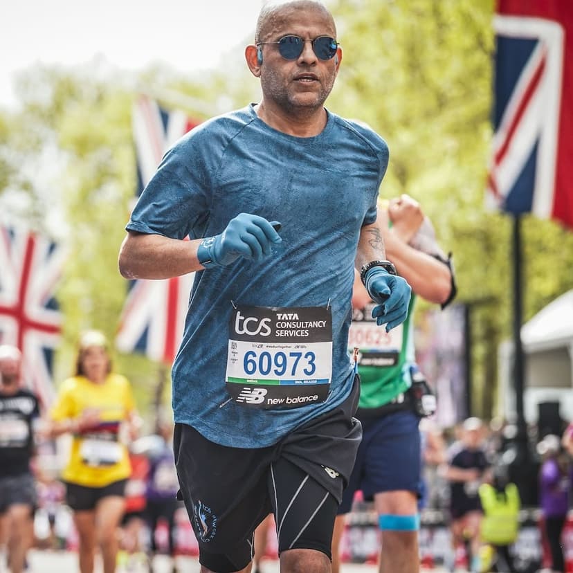 Ashish Gadhia running in a road race