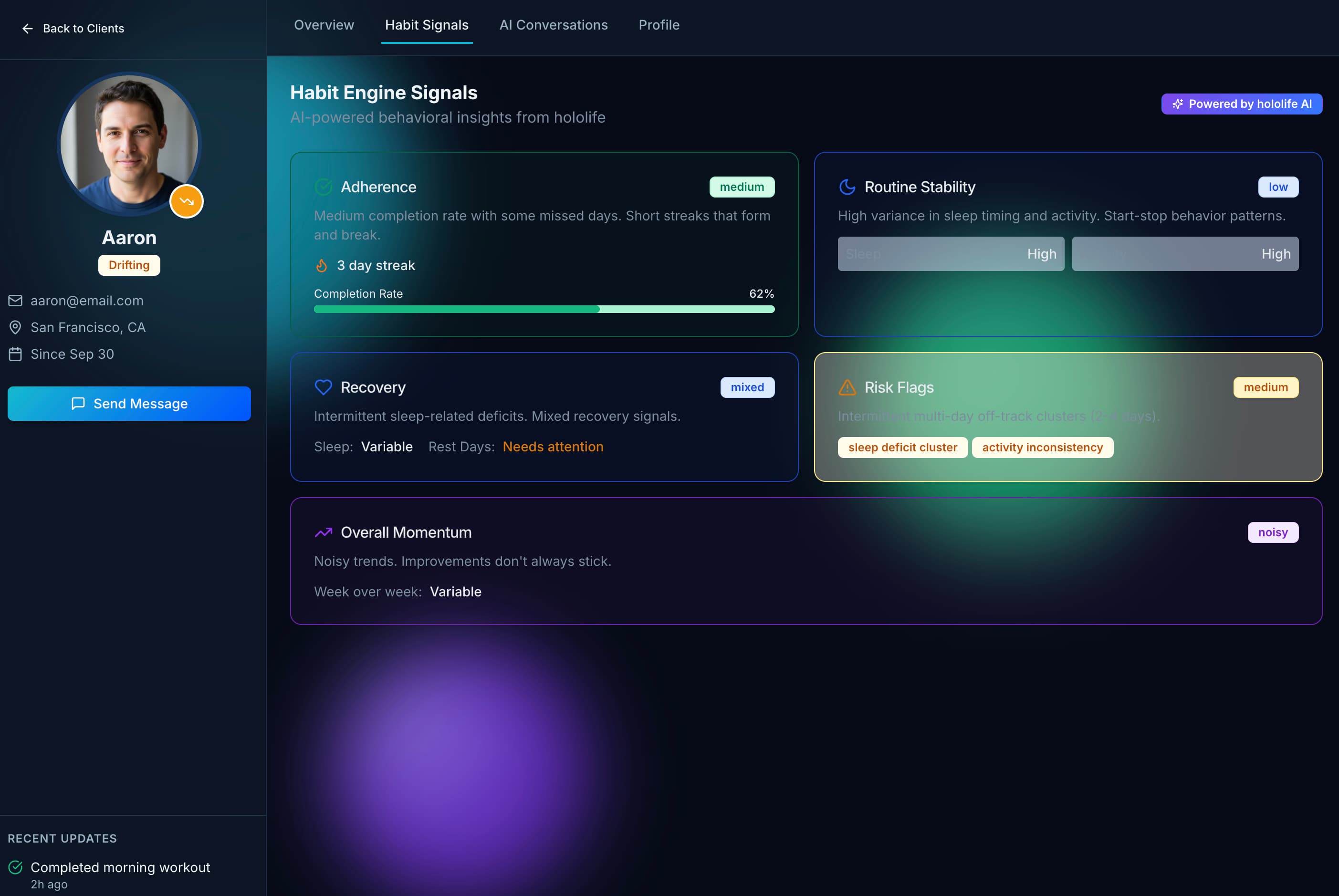 Client signals and alerts